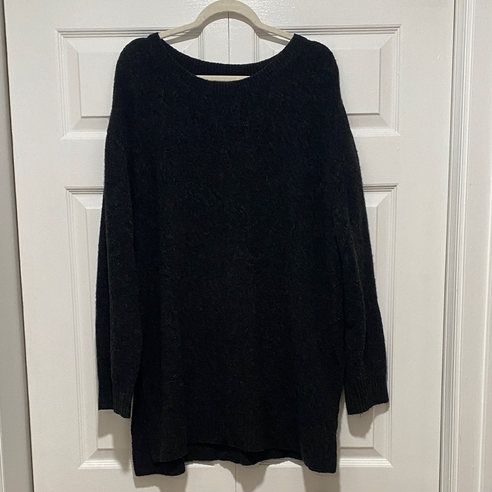 H&M Cozy oversized side split hem dark gray Sweater